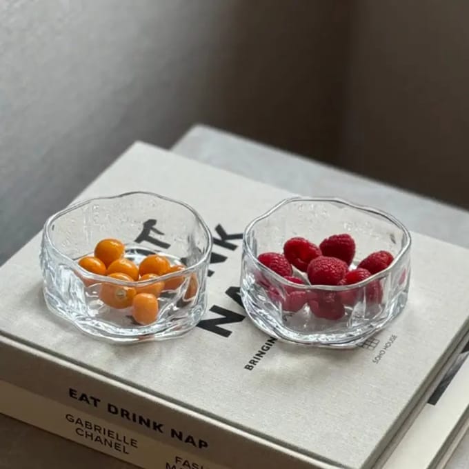 Wavy – glazen snackschaaltjes – 6 stuks – gefacetteerd – vaatwasbaar – Ø11 cm h5 cm