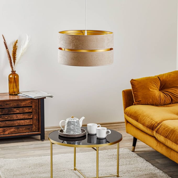 Duolla Hanglamp Duo, beige/goud, Ø40cm, 1-lamp