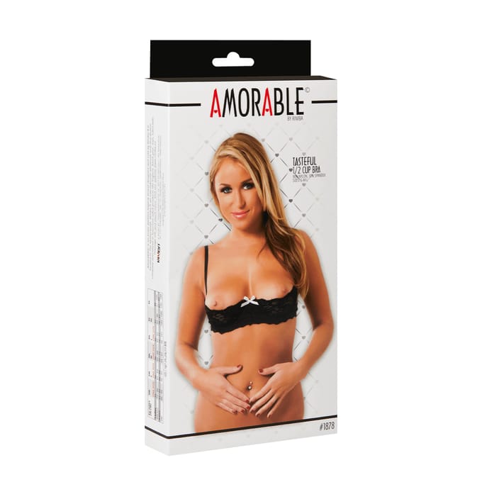 Amorable - 1/2 cup Open BH - Zwart - Verkrijgbaar in 3 maten S