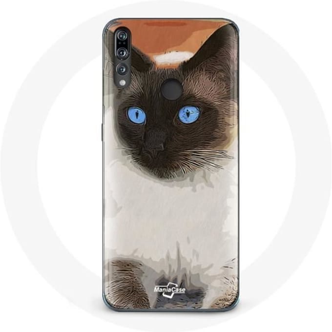 Coque pour Huawei p30 lite Siamois Noir et blanc Yeux Bleus