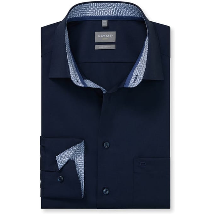 OLYMP Luxor Overhemd, Comfort Fit, New Kent, Kobaltblauw