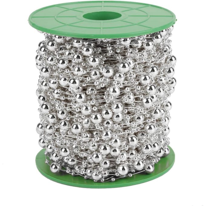 60m rol Galvaniseren Parel Draad Kralen Slir DIY Bruiloft Decoratie 3mm+8mm Silver