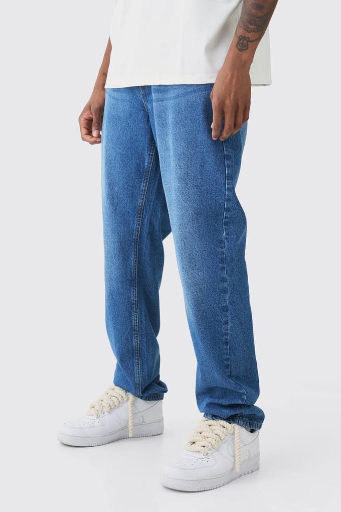 Hoge slanke stijve jeans | Mid Blue | Size 36