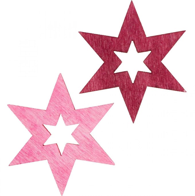 Houten sterrendecoratie Strooidecoratie Kerstmis Paars H4cm 72 st, 72
