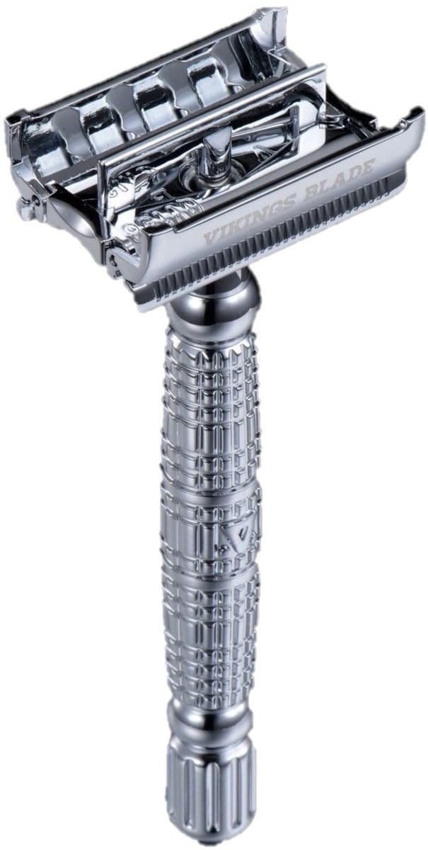 JIMMAR Safety Razor - Dubbelzijdig Scheermes - Klassiek - Double Edge Blade - Scheren - Baard - Unisex - Inclusief 5 Platinum Scheermesjes - Zilver