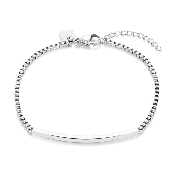 Twice As Nice Armband in edelstaal, naamplaatje 18cm+3cm