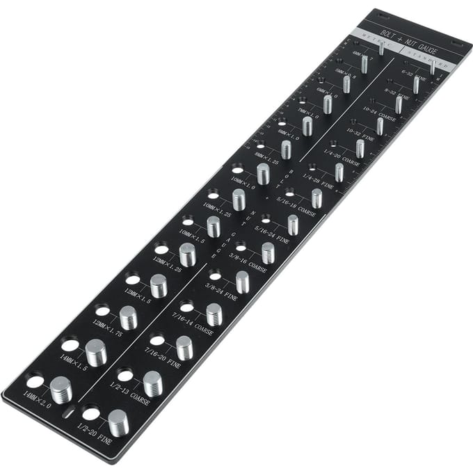 Schroefdraadmeter 28 Moer- en boutschroefdraadmeter Industriële kwaliteit Boutmaat- en schroefdraadidentificator zwart