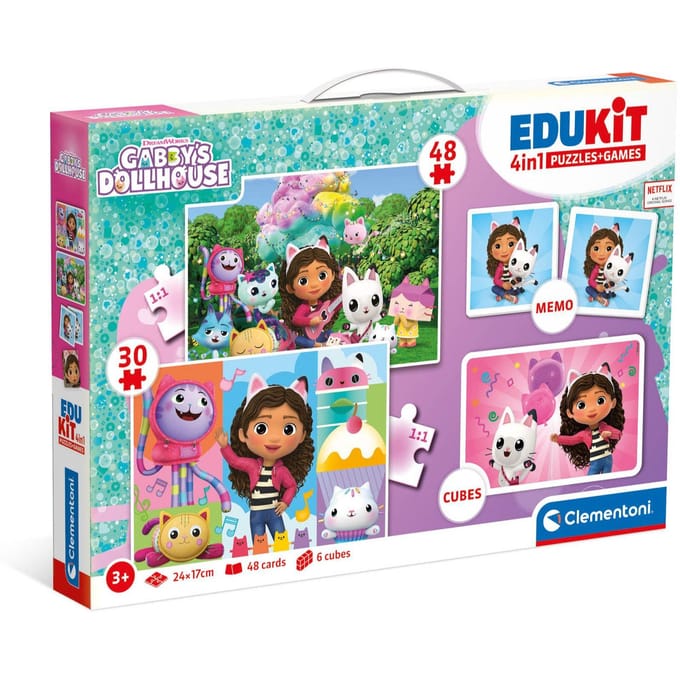 Clementoni Gabby's Dollhouse Edukit 4in1 Puzzles and Games 3D Puzzels