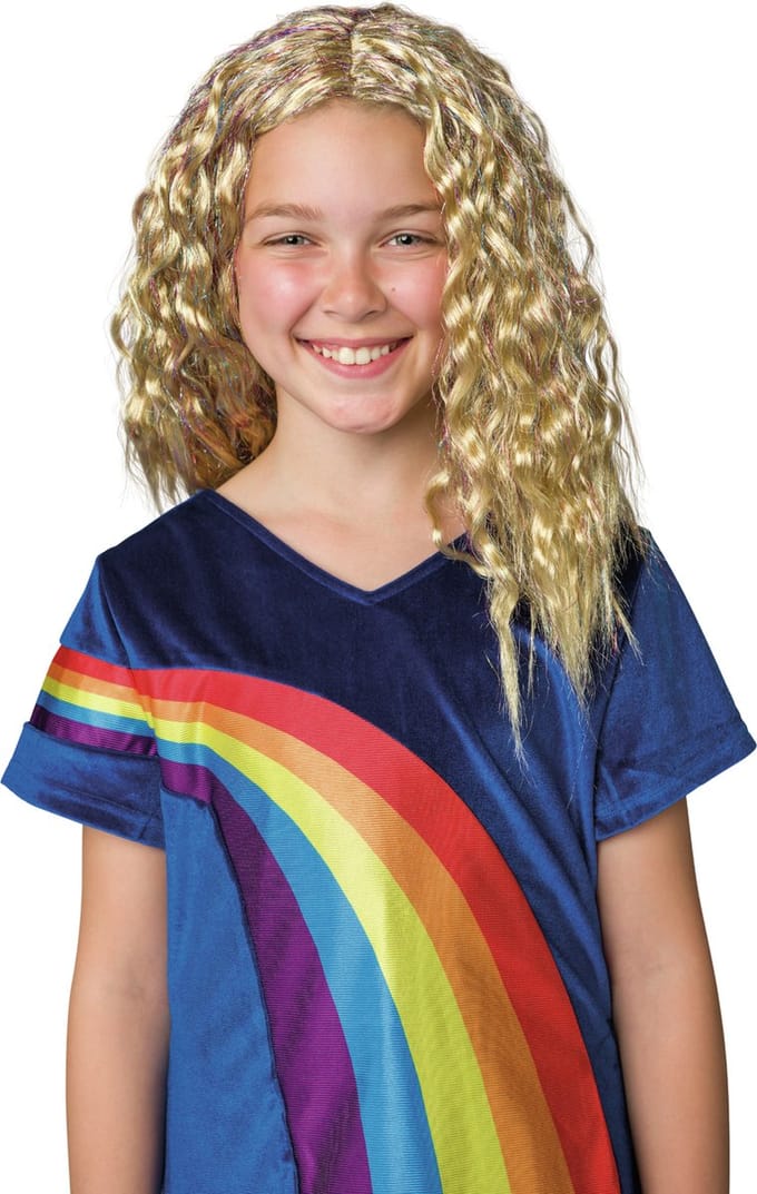 K3 verkleedaccessoire - pruik Julia - met glitter extensions en speld