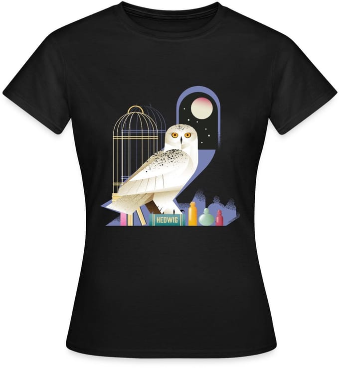 Harry Potter Hedwig De Uil Bij Nacht T-Shirt Dames