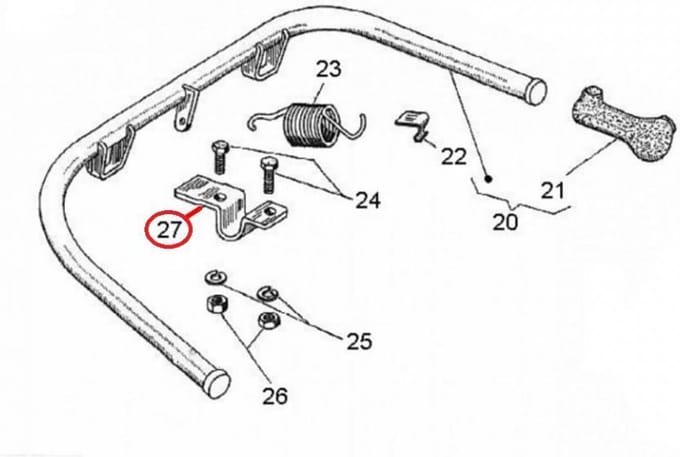 rms kickstandsteun voor piaggio 180 vespa rally 1968-1973 059188 059189