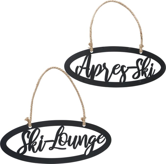 wandbord tekstbord ski apreski lounge set van 2 stuks wintersport