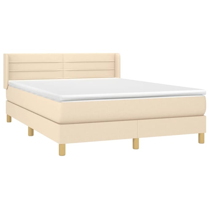 vidaXL - Boxspring - met - matras - stof - crèmekleurig - 140x200 - cm