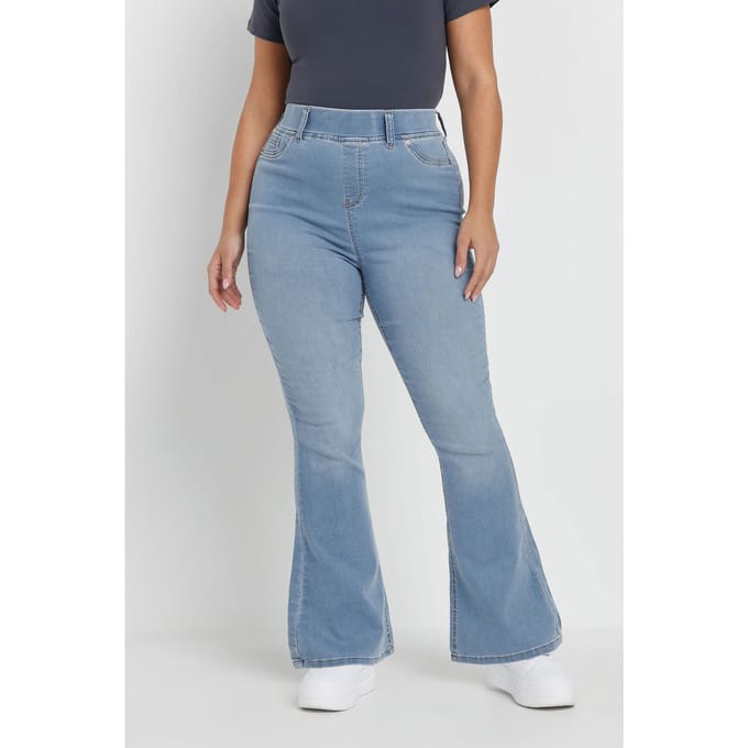 Yours Flare Jegging Met Wassing In Lichtblauw Size 44