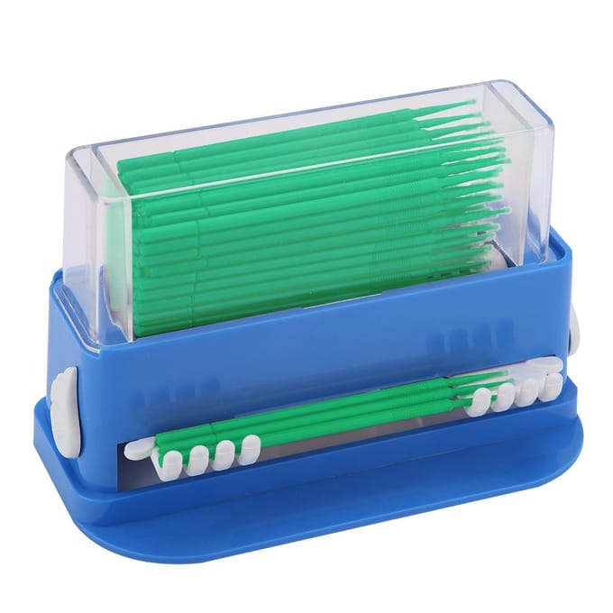 Tandheelkundige Wegwerp Micro Applicator Tip Buigbare Stokjes Borstel Dispenser met Doos (Groen) blue