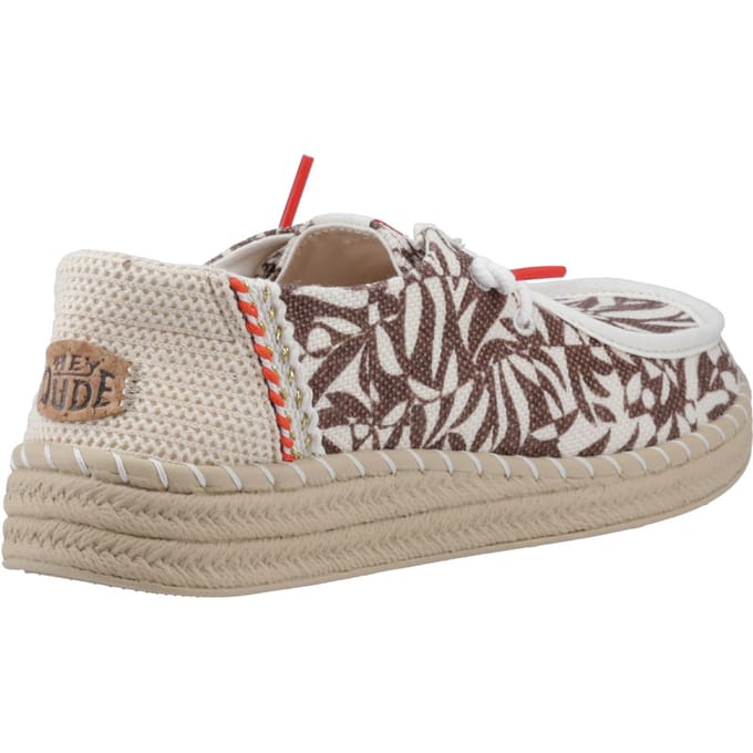 HEYDUDE Wendy Espadrille Retro Palm Katoenmix Dames Downtown Bruin/Egret Espadrilles