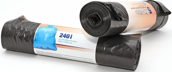 Containerzakken/afvalzakken - 10x - 240 liter - zwart - kunststof