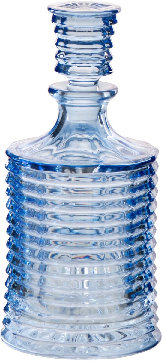 J-Line karaf Geribbeld - glas - lichtblauw