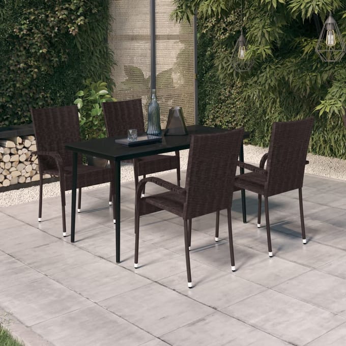 vidaXL - 5-delige - Tuinset - bruin - en - zwart