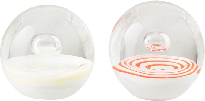 J-Line presse-papier Bal - glas - oranje/geel - set van 2
