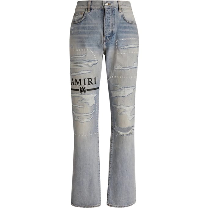 Amiri MA Bar Logo Straight Fit Stone indigo blauwe denim jeans