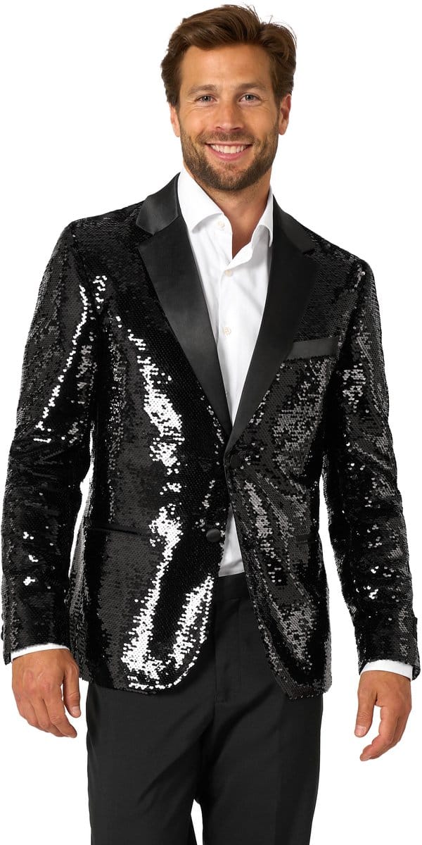 OppoSuits Mannen Blazer Briljant Black Sequins - Heren Colbert - Glitter - Zwart - Maat EU 54