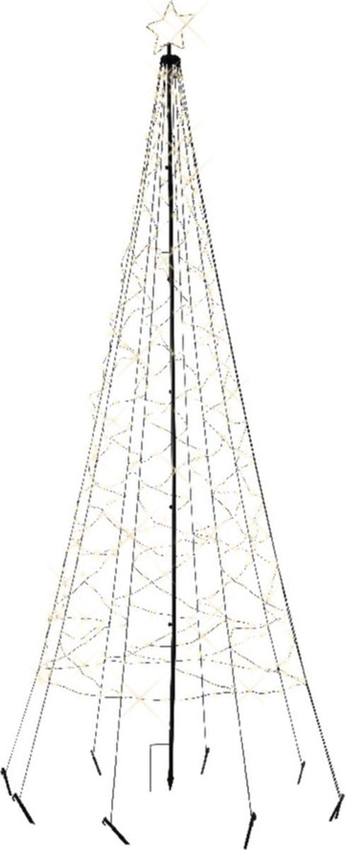 Vlaggenmast kerstboom met ster - verlichting - 480 leds - D160 x H320 cm - warm wit