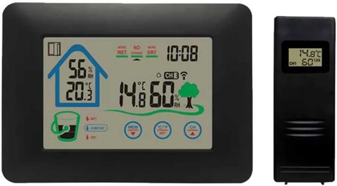 Draadloos Weerstation - Digitale Hygrometer - Binnen en Buiten - Open Raam Indicatie - LCD Display - Wit