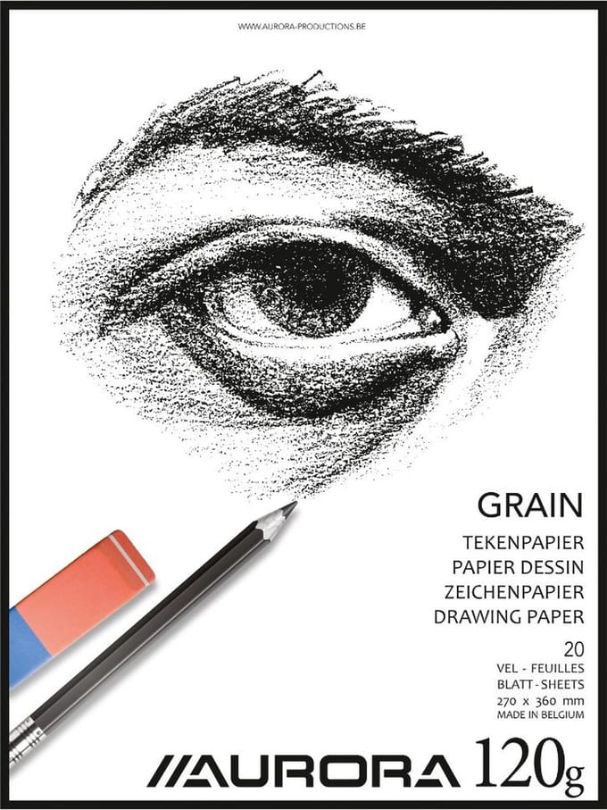 Aurora Tekenblok - Grain - Tekenpapier - Schetsblok - 270x360mm - 120g - 20 Vel