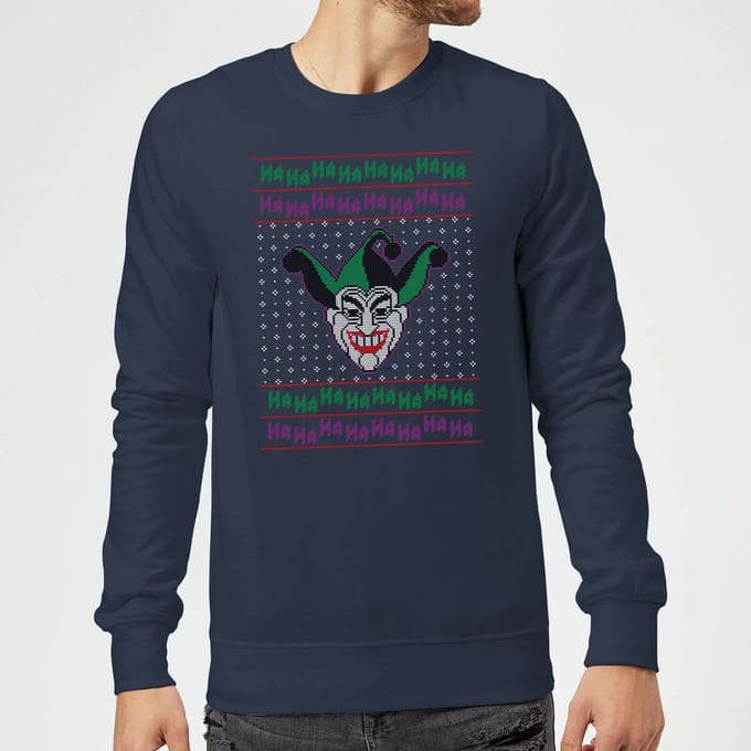 DC Joker Knit Christmas Jumper - Navy - L