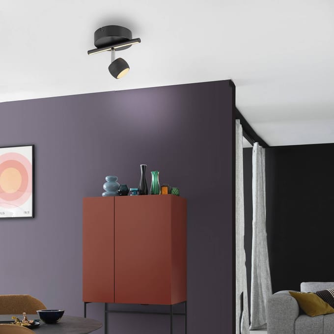 JUST LIGHT. GmbH JUST LIGHT. LED plafondspot Jarik, 1-lamp, zwart, 3.000 K