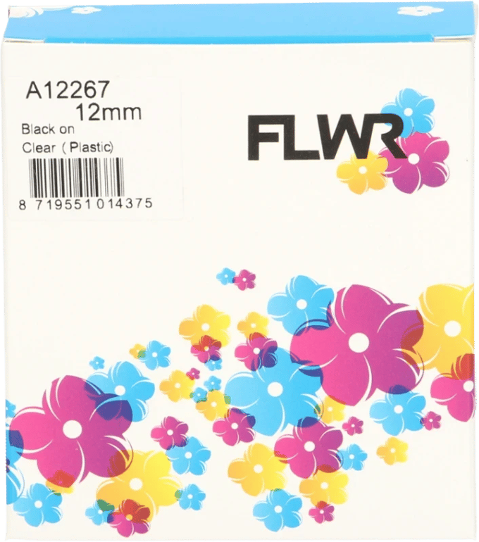 FLWR - Printetiket / 12267 / Zwart op Transparant - geschikt voor Dymo