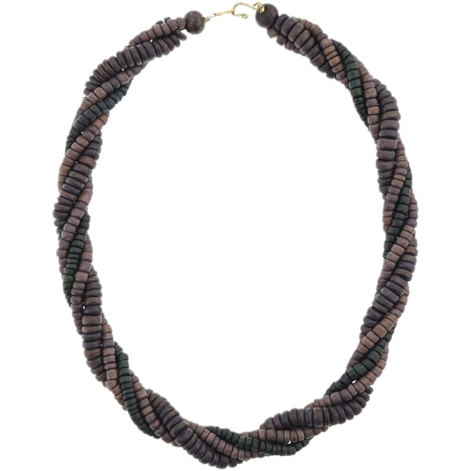 Behave – Kokos ketting – 55 cm – Dieppaars en donkergroen