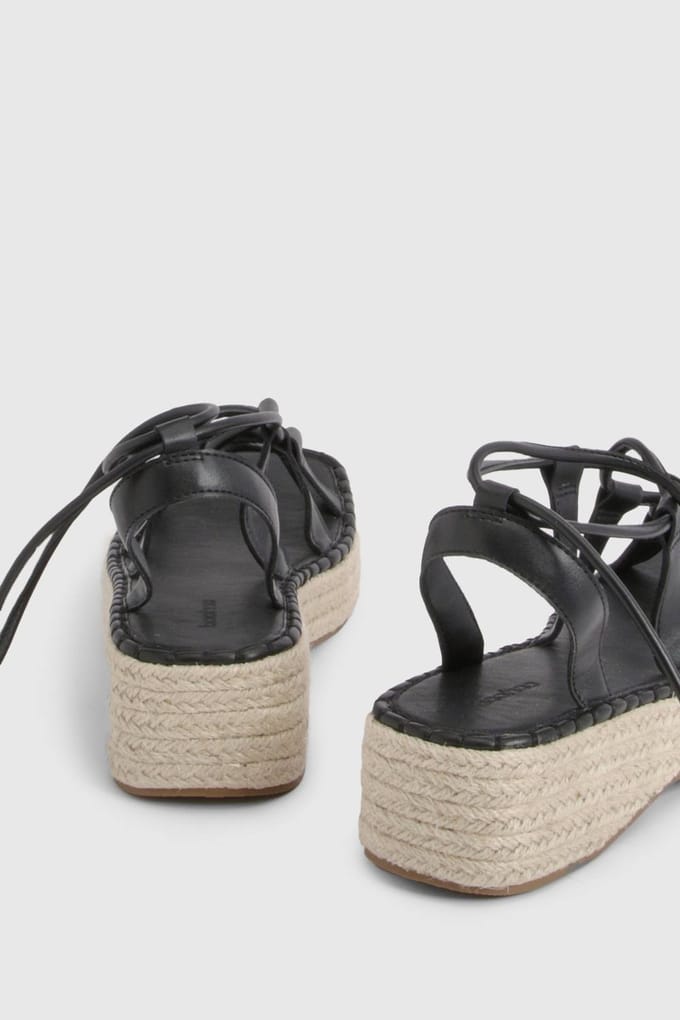 boohoo Dames Sandalen Met Bandjes Gladiator Espadrille Plateauzool | Black | Maat: 4