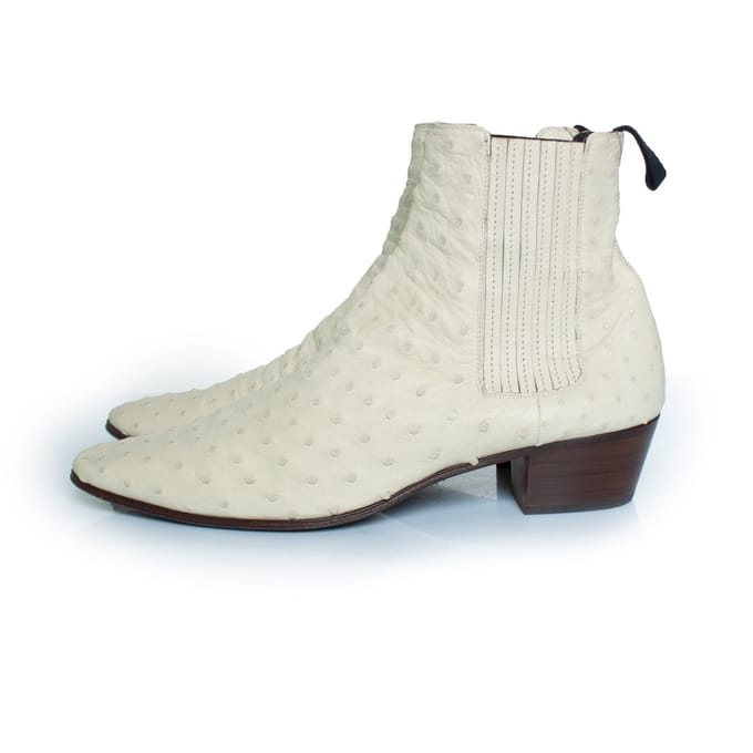 Saint Laurent Struisvogelleren Wyatt laarzen