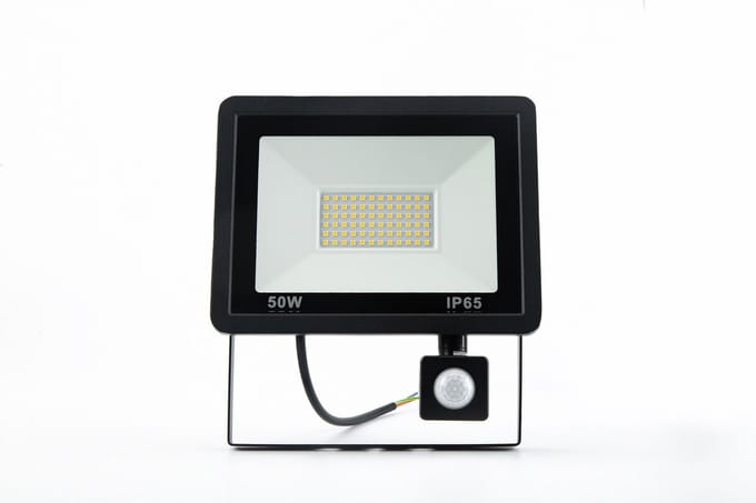 LED Bouwlamp Zwart met Sensor 50W - 3000K - IP66 - Crius