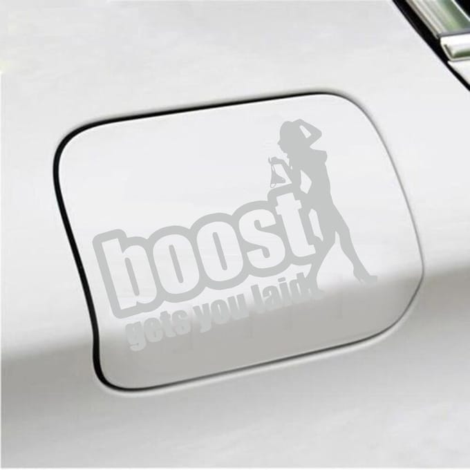 Bumpersticker - Boost Get You Laid - 13 X 18 - Licht Grijs
