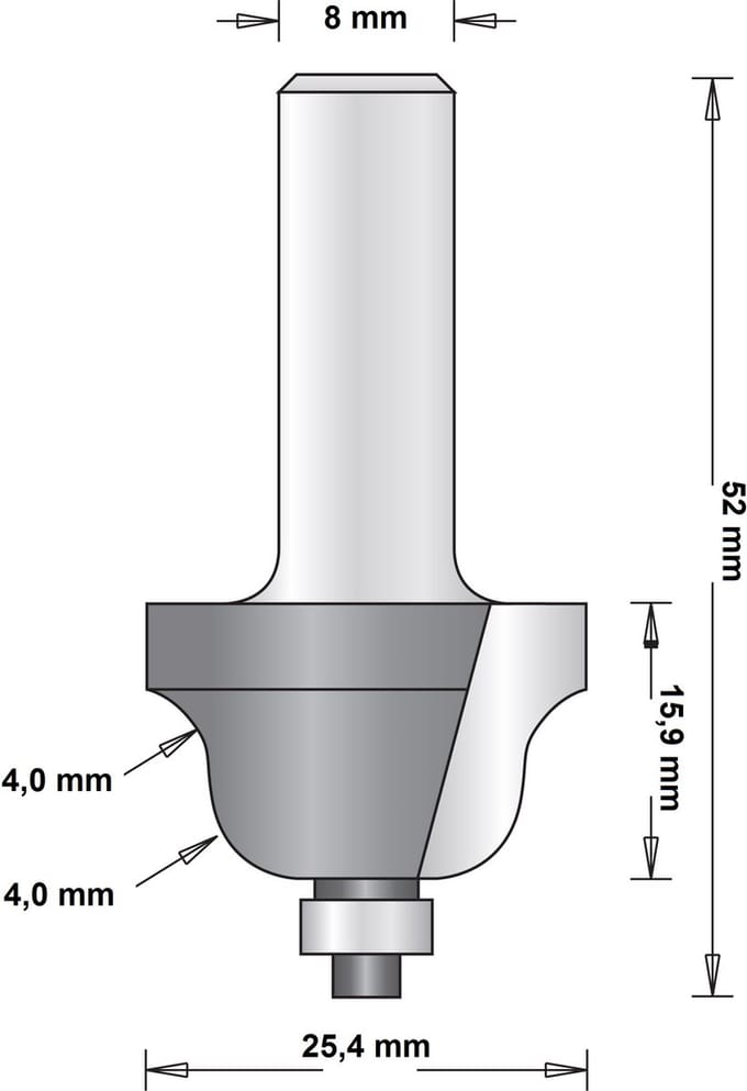 Hitachi 8 mm profielfrees romeinse ogieffrees met onderlager