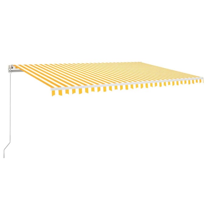 vidaXL - Luifel - handmatig - uittrekbaar - met - LED - 500x300 - cm - geel - en - wit