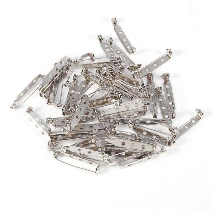 50 stuks Brochespelden Broche Sluiting Achterkant Veiligheidssluiting Rollend DIY Knutsel 32mm white