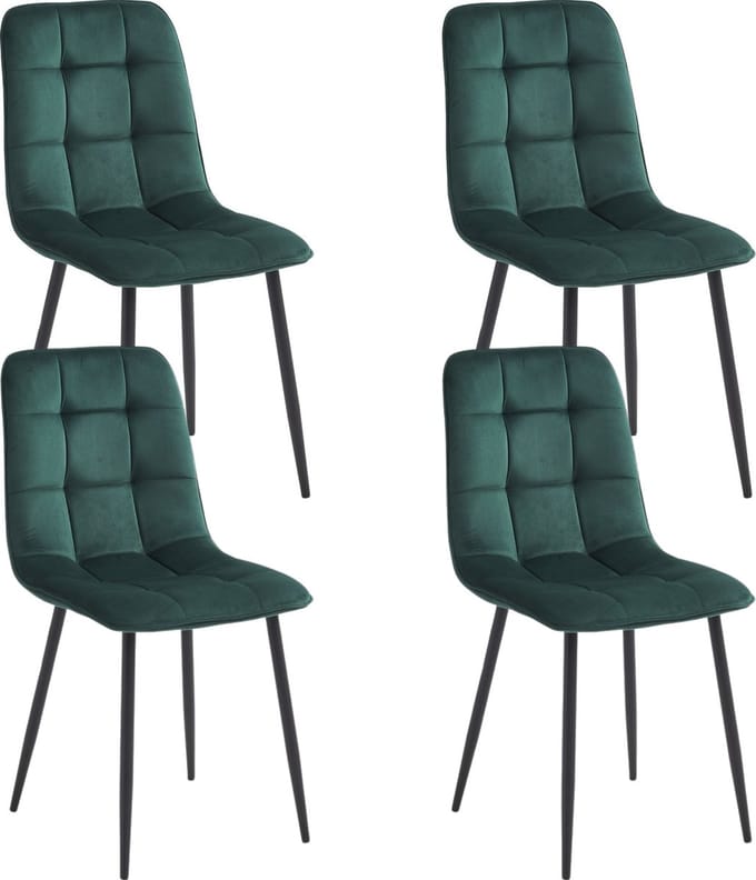 Colenis - Ela Eetkamerstoel - Set Van 4 - Groen - Velvet - Design