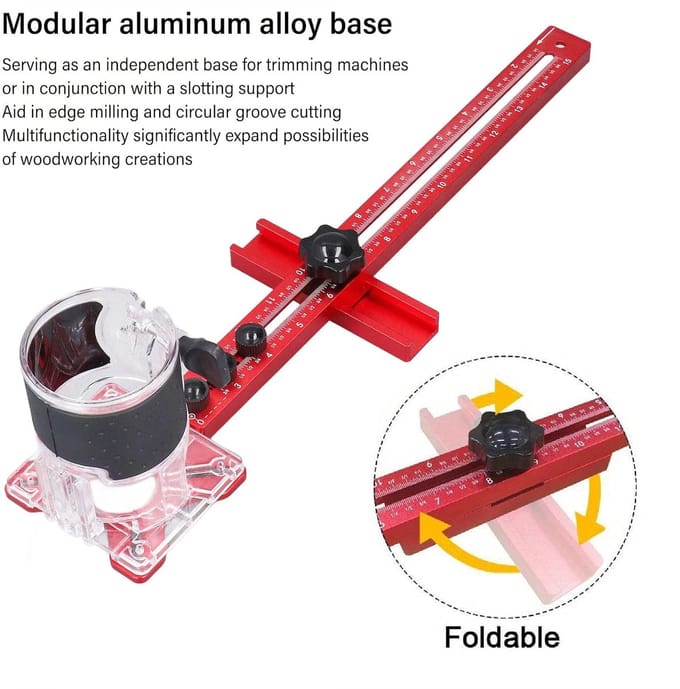 Freesmal Houtbewerking - Routermal Freesbeugel - Precisie Frezen - 4-in-1 Multifunctioneel - 445 mm Lengte - Aluminium