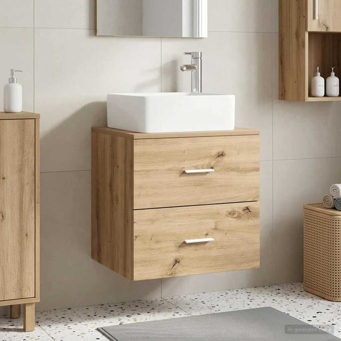 vidaXL - Wandgemonteerde - wastafel - van - een - meubel - Artisanaal - eiken