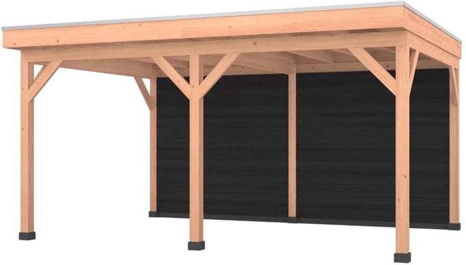 Douglas overkapping, 500 x 350, met achterwand, Westwood Comfort Plus Zwart