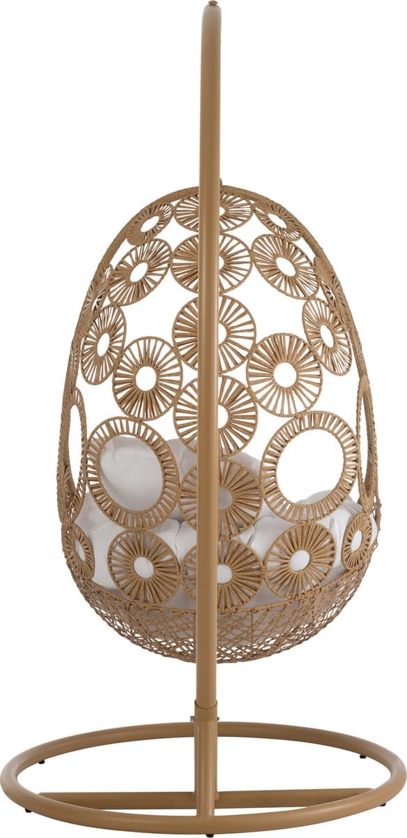 J-Line hangstoel + kussens Bula - metaal/riet - beige