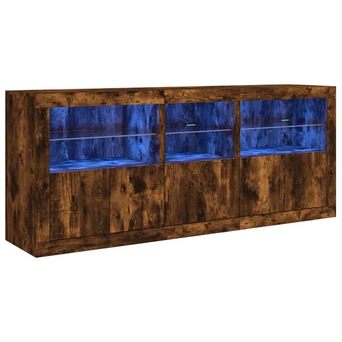vidaXL - Dressoir - met - LED-verlichting - 162x37x67 - cm - bruin - eiken