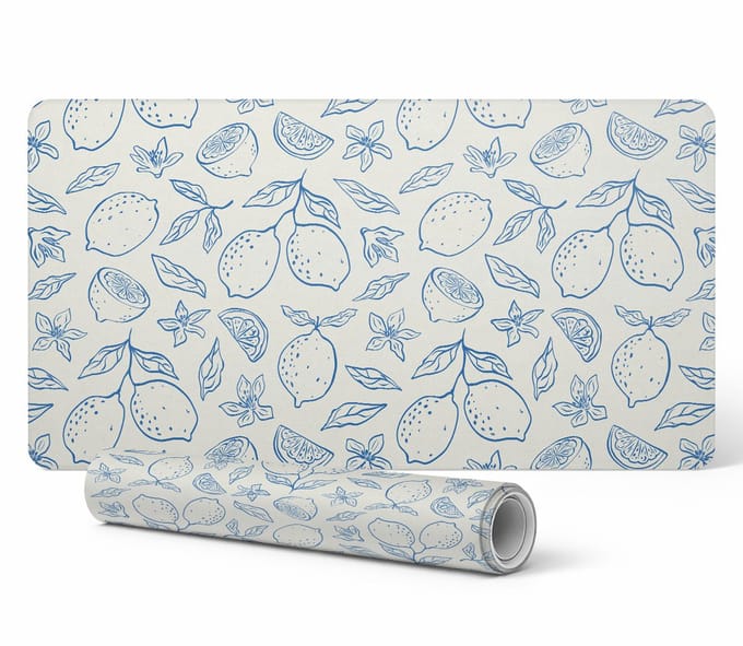 Antislip muis- en toetsenbordmat, retro citroenpatroon, 90x45 cm