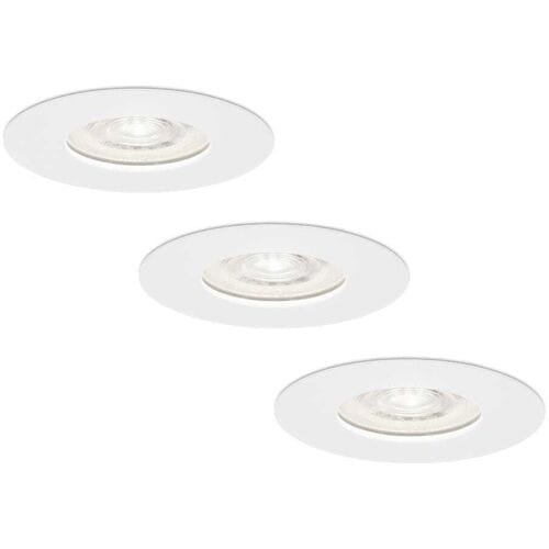 HOFTRONIC Set van 3 Bari LED inbouwspots extra plat 58mm - 3,8W 270lm - GU10 LED Module - 6000K daglicht wit - Dimbaar - Rond - IP65 waterdicht - Wit