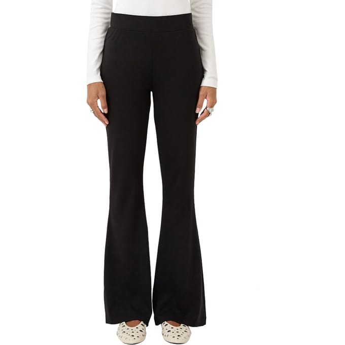 Dames mid-rise flared ribbed jersey broek QS