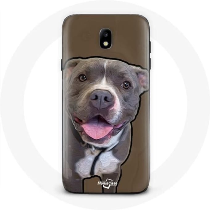 Samsung Galaxy J3 2017 Hoesje Pitbull Dog Wit Grijs